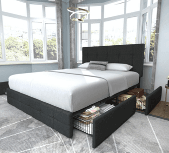 Queen Size Bed and Upholstered Storage Bed Frame 1