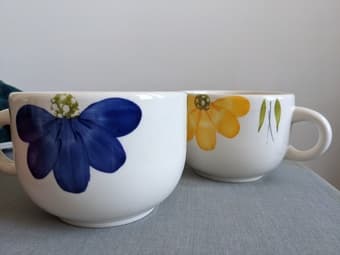 Pretty hand painted porcelain cups - set of 2 1