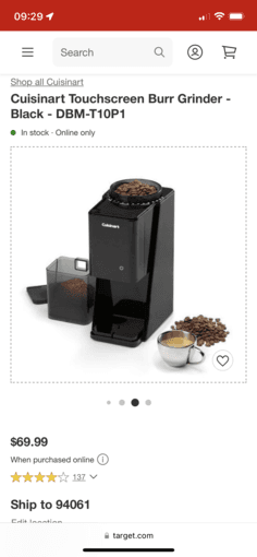 Cuisinart Touchscreen Coffee Bean Grinder (very good condition) 3