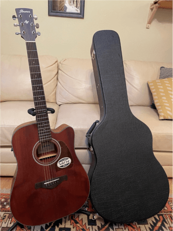 Ibanez acoustic/electric guitar with case and stand 1