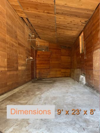 Vacant barn on acreage in Portola Valley. Secure feed room 9 X 23 X 8 2
