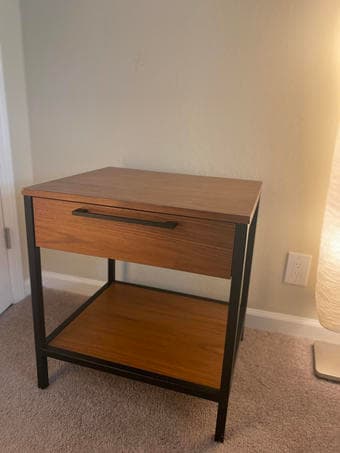 Crate and Barrel - James Walnut with Black Frame Nightstand 2