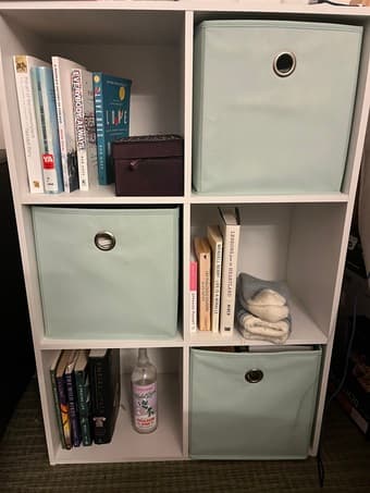 Cube Shelves with fabric baskets 1