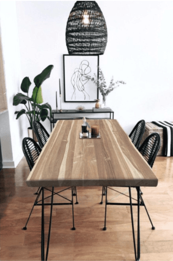 Butcher Block Wood Dining Table with Bench! Sits a total of 6 1