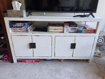 White TV Cabinet with enclosed double shelved storage 1