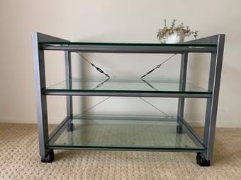 Glass and metal shelves or TV stand 1