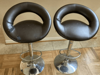 Brown Leather Bar Stools (2) 1