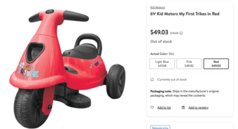 battery-powered ride-on, 6V Kid Motorz My First Trikes in Red 2