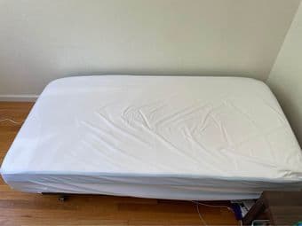 Comfortable twin size mattress, bed frame, and other bedding items 1