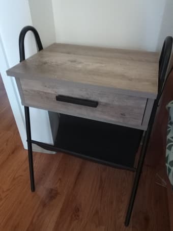 Nightstand Accent Table Rustic Gray Oak Wood Table with Drawer 1