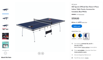 Ping Pong/Table Tennis Table, 9'x5' MD Sports Official Size, Foldable 2