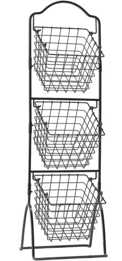 3-Tier Metal Market Basket, black 1