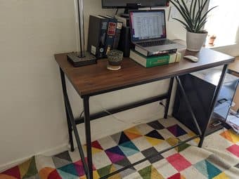 Adjustable standing desk - gunmetal + wood 2