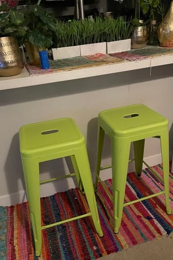 2 lime green bar stools 1