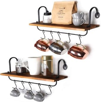 2 Floating Wall Shelves with Adjustable Hooks 1