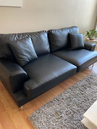 Faux black leather couch 1