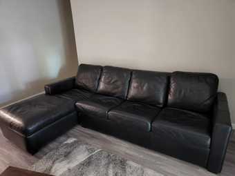 Room & Board black leather section sofa/couch 2