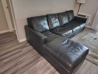 Room & Board black leather section sofa/couch 3