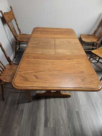 wood dining table and 4 chairs 1
