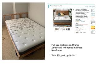 Full size mattress and frame - firm and clean 1