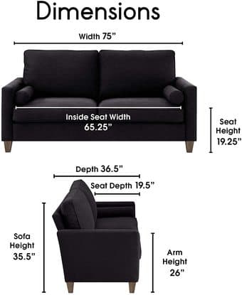 Elle Decor Black Loveseat Sofa 2