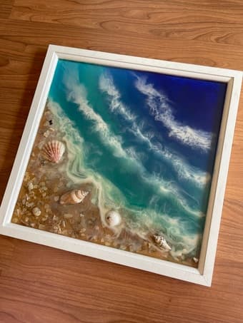 Self-made Resin art beach painting 2