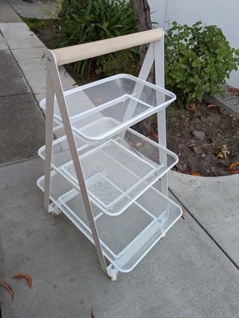 Utility cart with wooden accents and wheels, like-new from IKEA 1