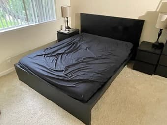 IKEA Mattress, Bed Frame, and night stands. 1
