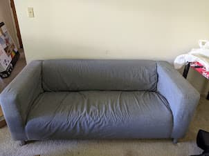 Two grey sofas (70 in x 35 in x 25 in) 1