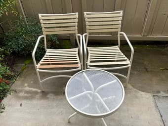 (GREAT PRICE) Outdoor Patio Glass Table and Two Chairs 1