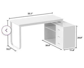 White L Shaped Desk (one month of use only) 2