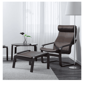 Ikea Black Leather recliner chair + ottoman (Pöang) very comfy 1