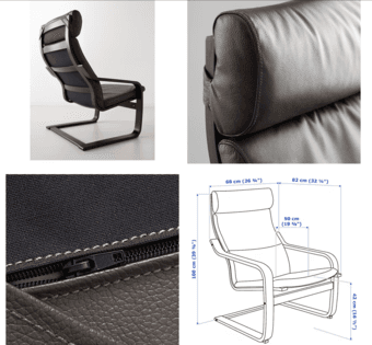 Ikea Black Leather recliner chair + ottoman (Pöang) very comfy 2