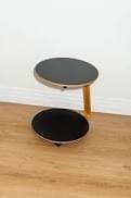 Black Round Bedside / Side Table on coasters IKEA ANES 1