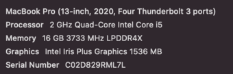 2020 MacBook Pro, Very Good condition (Charger Included) 1