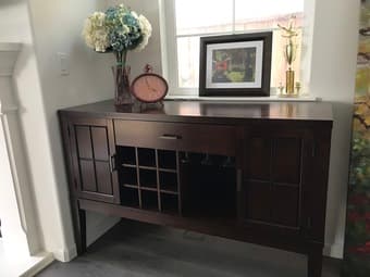 Hard Wood Serving Table with Wine Storage $100 1