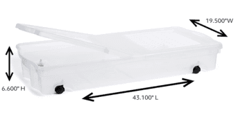 Under-bed storage box with wheels (43x20x7) 1