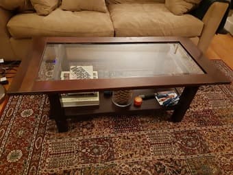 Crate and Barrel coffee and side table (solid wood) 1