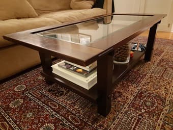Crate and Barrel coffee and side table (solid wood) 2