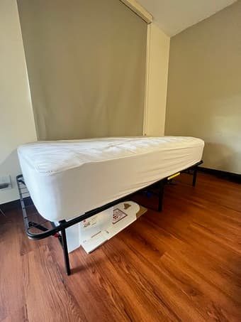 Twin XL bed frame + mattress 1