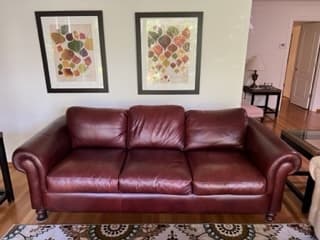 Large Cherry Brown Leather Sofa 1