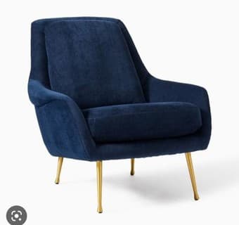 West Elm Blue Armchair 1