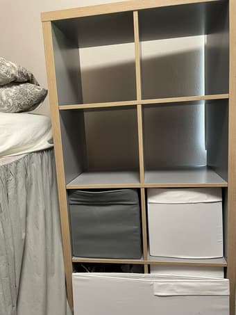 IKEA Kallax shelves grey and white 1