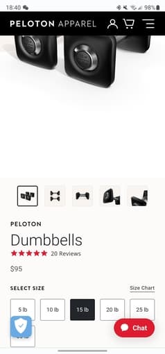 Peloton 15lb dumbbells set 1