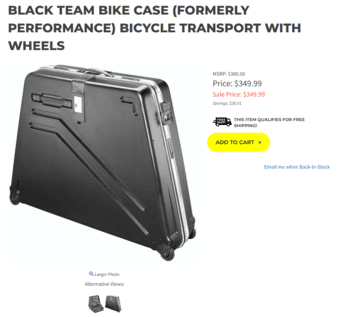 BLACK TEAM BIKE CASE (FORMERLY PERFORMANCE) BICYCLE TRANSPORT WITH WHE 1