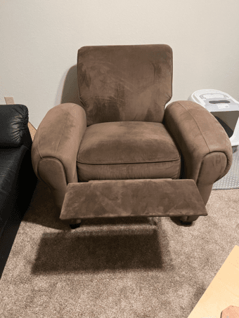 Brown velvet recliner chair 2