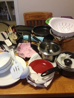 Assorted kitchen items, pots&pans, utensils, pictures inside!!! $30 2