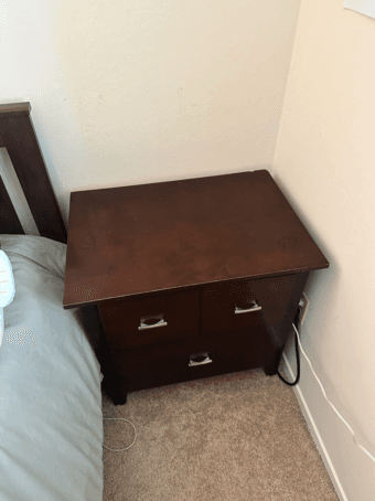 Wood Night Stand w/ Two Drawers 1