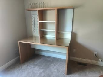 IKEA LIKE NEW DESK WITH GLASS TOP AND CHAIR 1