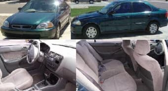 Clean-title,Smog-ready 1998 Honda Civic LX, 4D, Auto, 81K, Green, 1